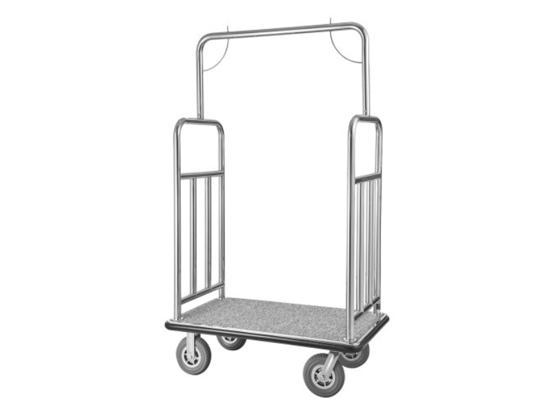 XLYTCYS8INCHILGZWV0 1200 lbs Brushed Stainless Steel Finish Bellmans Hotel Luggage Cart, Silver