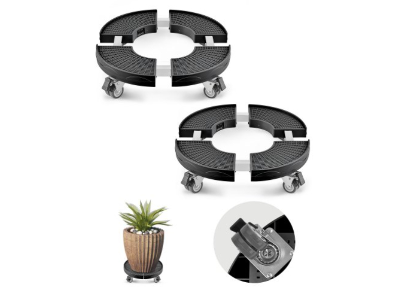 Picture of Vevor LJTTCHS2JYXKAIX8QV0 15-22.8 in. 400 lbs Round Trash Can Adjustable Plastic Bin Dolly&#44; Black - Pack of 2