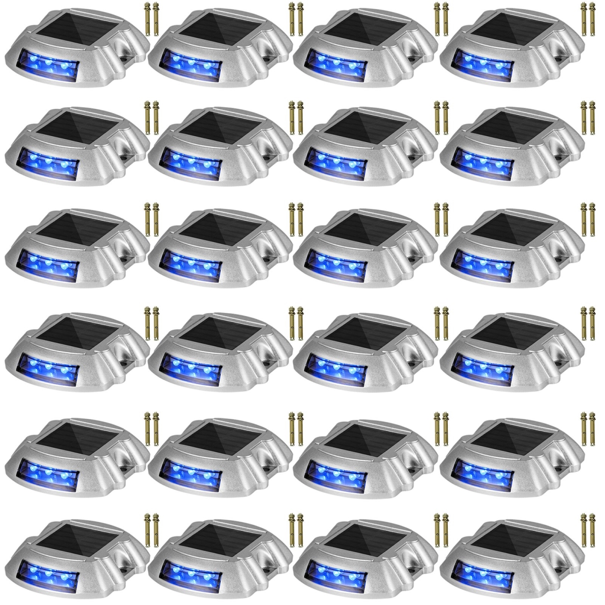 Driveway Lights, Solar Driveway Lights with Switch Button, Solar Deck Lights Waterproof, Wireless Dock Lights 6 LEDs - Pack of 24