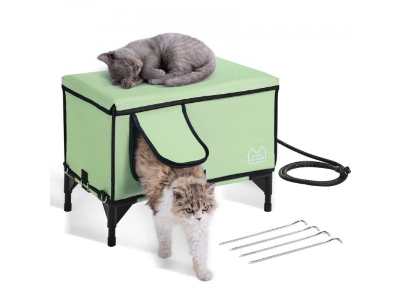 Picture of Vevor ZFTSBYMBHSNJHUMMQV1 Elevated Cat House Cuboid Kitty Shelter with Heated Pad&#44; Green - Medium