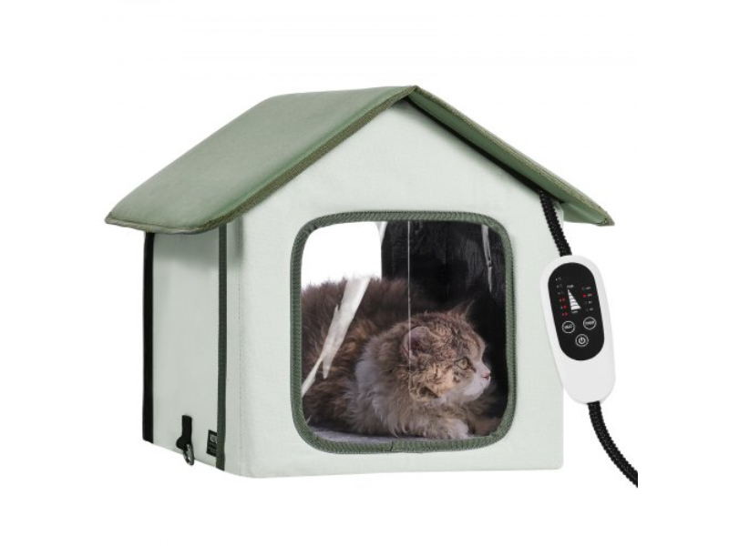 Picture of Vevor FWSBYMBHSNJBKOLU0V1 Elevated Cat House Outdoor Kitty Shelter with Heated Pad&#44; Green - Small