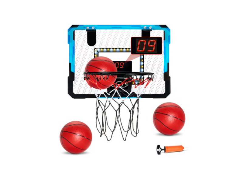 Picture of Vevor GMSLQK4030CMFNZE7V9 Indoor Basketball Hoop with LED Lights & Audio Scoreboard for Kids&#44; Blue