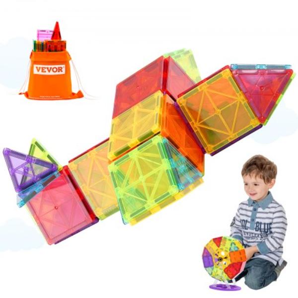 Picture of VEVOR JZKCLPJMTZDSYFDEWV0 Magnetic Tiles Magnetic Building Toy - Magnet Blocks for Kids 3D Set - 121 Piece