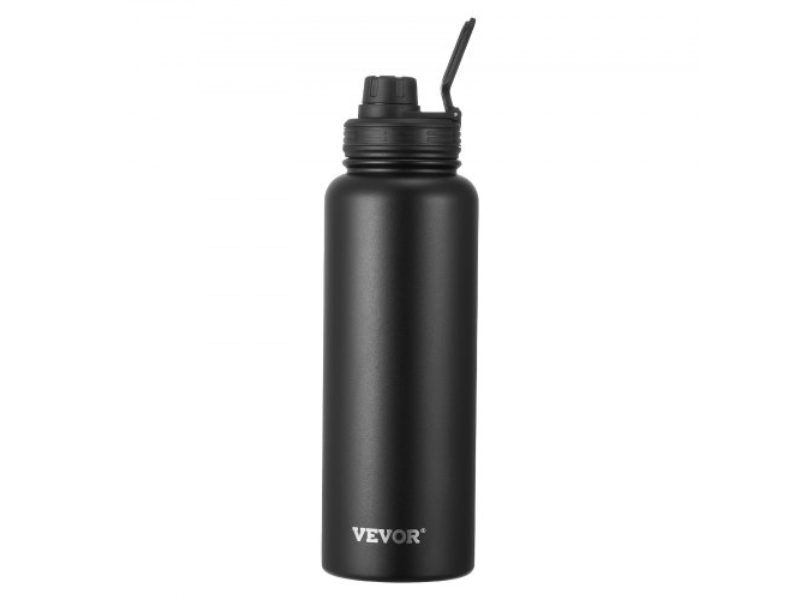 Picture of Vevor QPSBBXG32OZ0UWZFQV0 40 oz Insulated Water Bottle Stainless Steel with Wide Mouth Lid&#44; Black