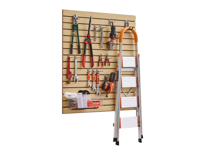 BTQBXWB16SQFXJD1EV0 4 x 4 ft. Paneling MDF Garage Slat Wall with Modular Design, Natural