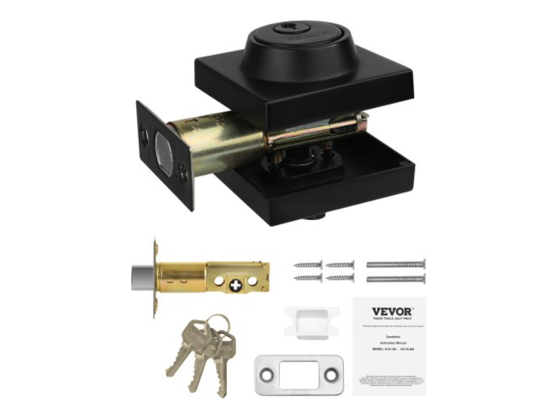 Picture of Vevor FYZHWGSSYGH5HL0WBV0 Square Single Cylinder Keyed 1 Side Deadbolt Lock - 3 Keys&#44; Matte Black