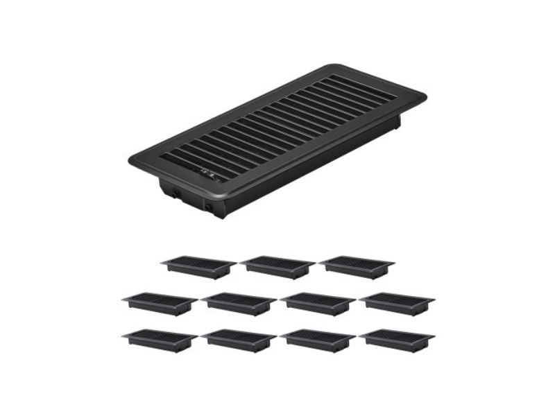 DBTFKHST12JTCNLQ2V0 4 x 10 in. Registers Iron Floor Vents for HVAC Grilles, Black - Pack of 12