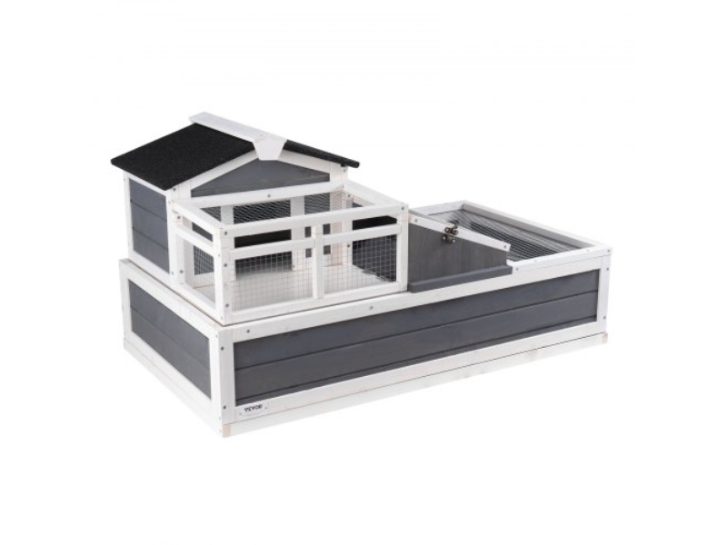Picture of Vevor MZWGXMZDWD00HCD53V0 44 x 25.6 x 24 in. 3-Room Indoor & Outdoor Wooden Tortoise House&#44; Gray & White
