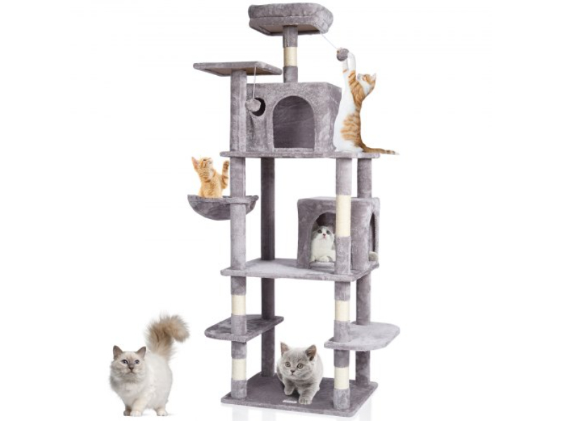 Picture of Vevor DXSMS8C2FQH03S5QHV0 68.5 in. Cat Tower with Condos Sisal Scratching Post&#44; Light Gray