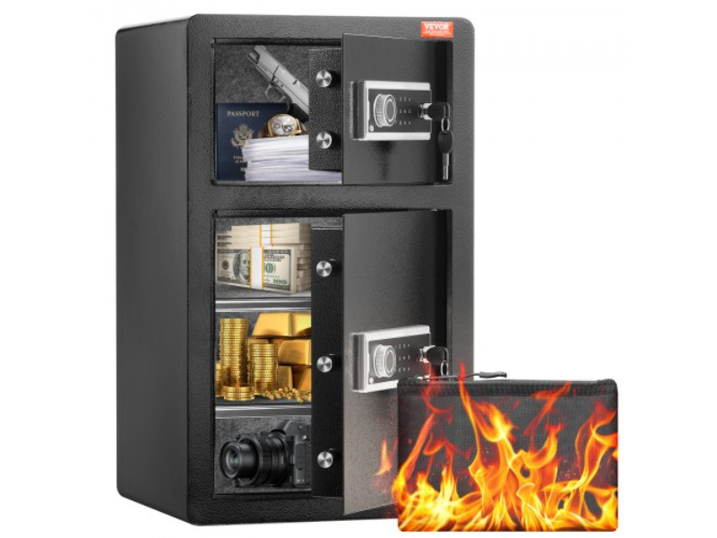 LMBXXLS452CU8Z59AV9 4.5 cu. ft. Double Door Safe Box with Key Lock Password Fireproof Bag, Black