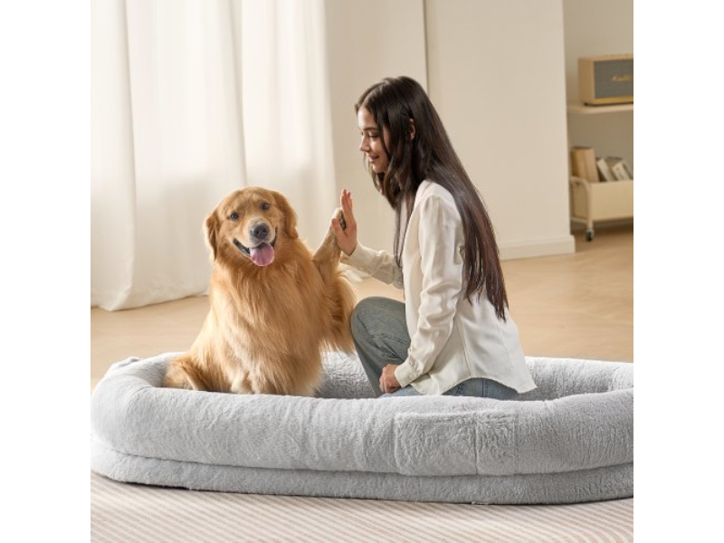 Picture of Vevor RLGCQBWTYXDMHL7V8V0 68 x 35 x 10 in. Human Size Dog Bed with Washable Faux Rabbit Fur&#44; Gray - Large