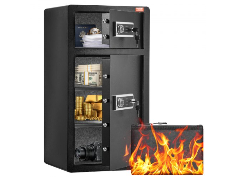 LMBXXLS782CUWAFUQV9 7.2 cu. ft. Double Door Safe Box with Key Lock Password Cabinet, Black