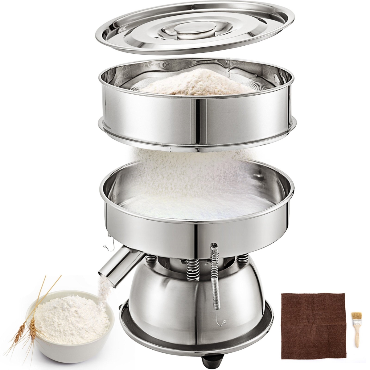 Picture of Vevor ZSJ40M60M00000001V1 Automatic Sieve Shaker Included 40 Mesh Plus 60 Mesh Flour Sifter Electric Vibrating Sieve Machine 110V 50W Sifter Shaker Machine 1150 r&min for Flours