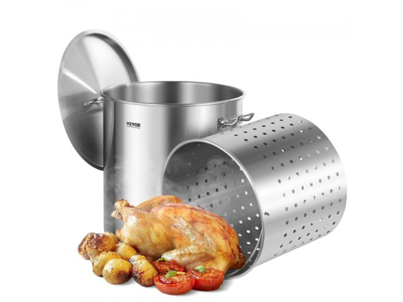 Picture of Vevor SYJHTG84QTLJKKAQLV0 84 qt. Stainless Steel Stockpot Cooking Kitchen Sauce Pot with Basket Lid Handle