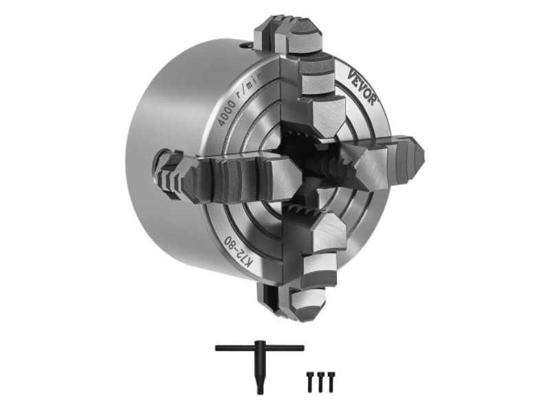 Picture of Vevor SZKP3YC4GKZ0TVAS3V0 3 in. 4-Jaw Self-Centering Lathe Chuck for Drilling Milling Machine 3D Printer