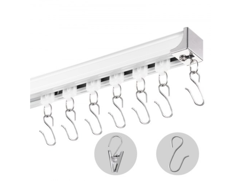 THBCLGDTZLHJ3ZDLRV0 8.9 ft. Ceiling Curtain Track Set for Room Divider with Hooks - White