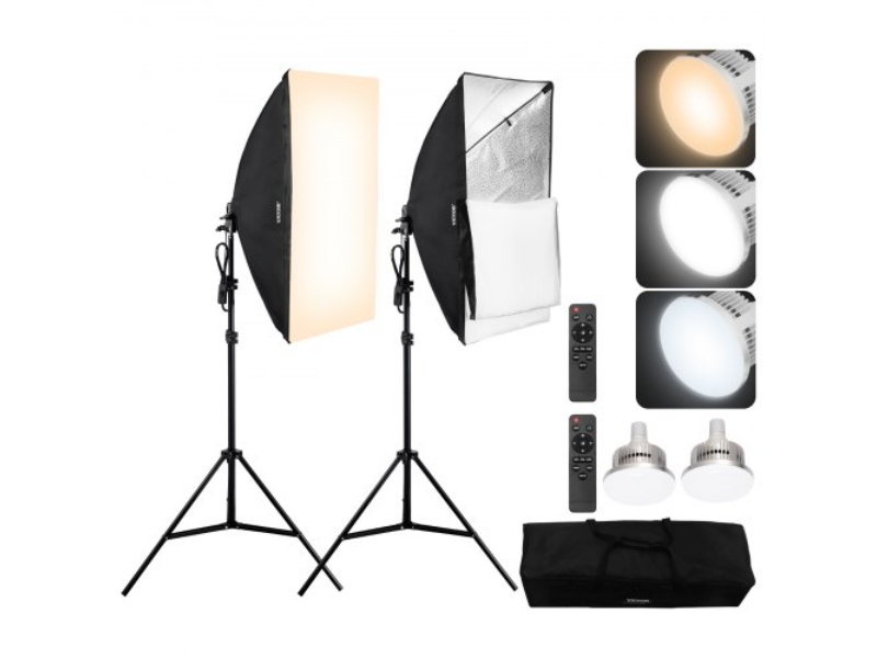 Picture of Vevor SYRGZMTZ20283Z1TCV1 20 x 28 in. Soft Box Lighting Kit - 45W 3000-6500K LED Bulbs for Shooting