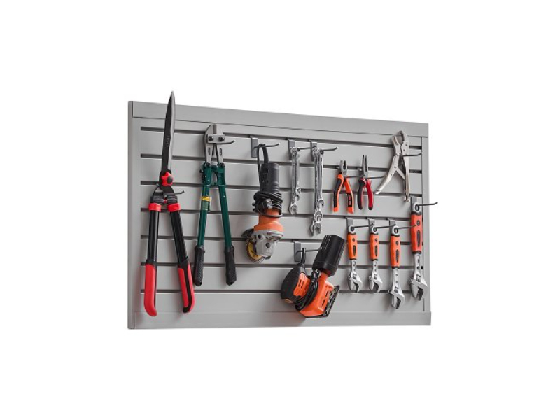 BTQBPVC8SQFTHOMMCV0 2 x 4 ft. Paneling PVC Garage Slat Wall with Modular Design, Gray