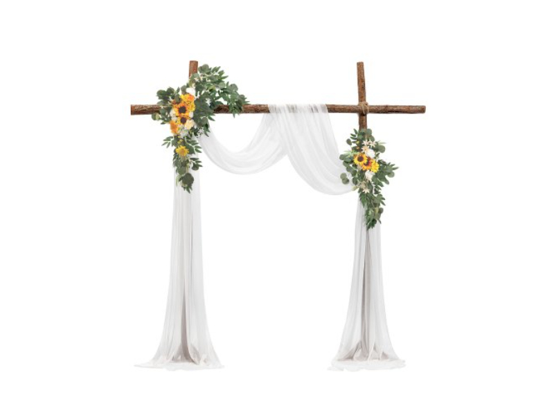 Picture of Vevor HLGMHTJ3JTHS78U39V0 Artificial Wedding Arch Flowers Kit with 21 ft. Draping Fabric&#44; White - Pack of 3
