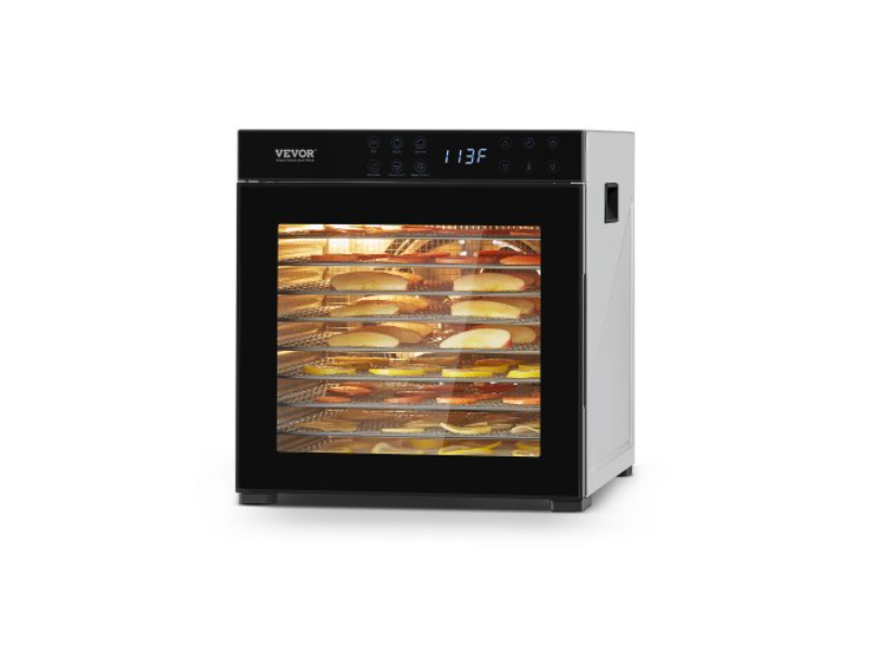 Picture of Vevor SGHGJ1000W10FYLUFV1 10 Trays 1000W Jerky Meat Fruit Drying Food Dehydrator Machine - Stainless Steel