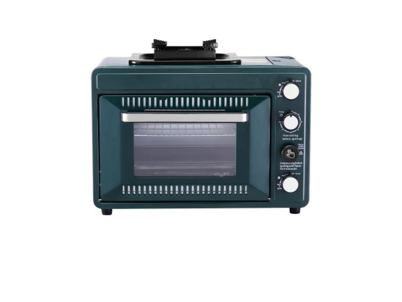 Picture of Vevor ZHKMLSECDTKSIH0XE001V0 2-in-1 Portable Gas Camping Stove Outdoor Oven Combo Adjustable Fire, Dark Green