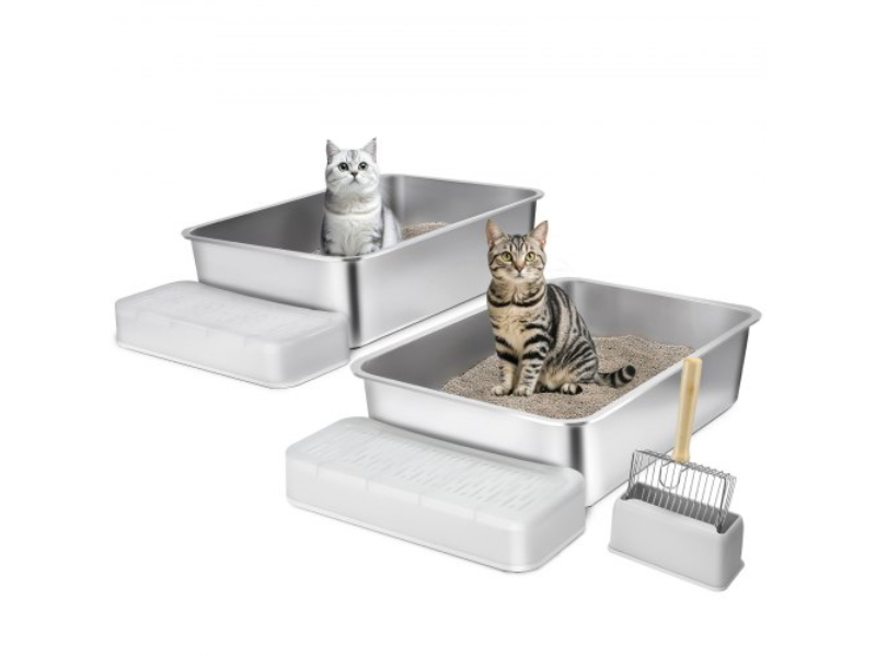 Picture of Vevor KFSMSPCBXGXL7835FV0 6 in. Deep Cat Odor-Free Litter Box with Filtering Foot Board&#44; Silver