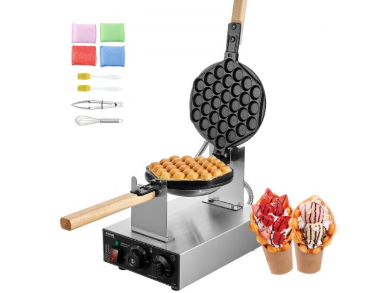 Picture of Vevor SYQPHFBJDP1PGYHUZV1 1400W Non-Stick Commercial Bubble Waffle Maker Egg Pancake Machine - Silver