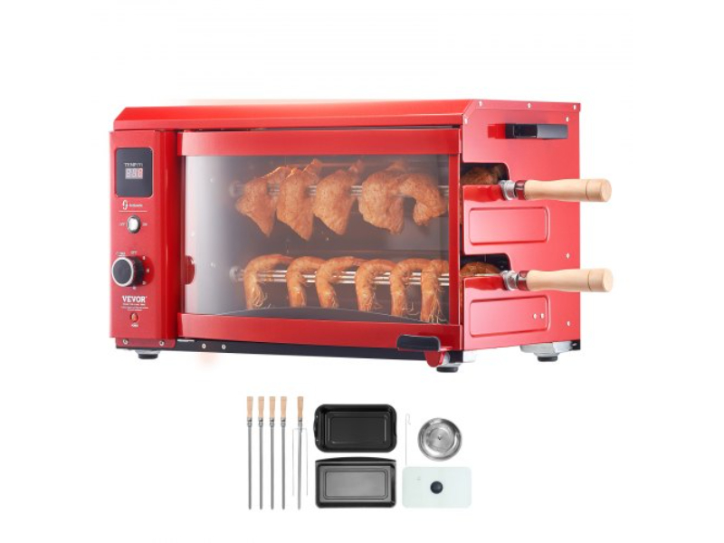 BXKRJ2CDRSPKYNQOYV1 Stainless Steel Shawarma Grill Electric Gyro Rotisserie Machine, Red