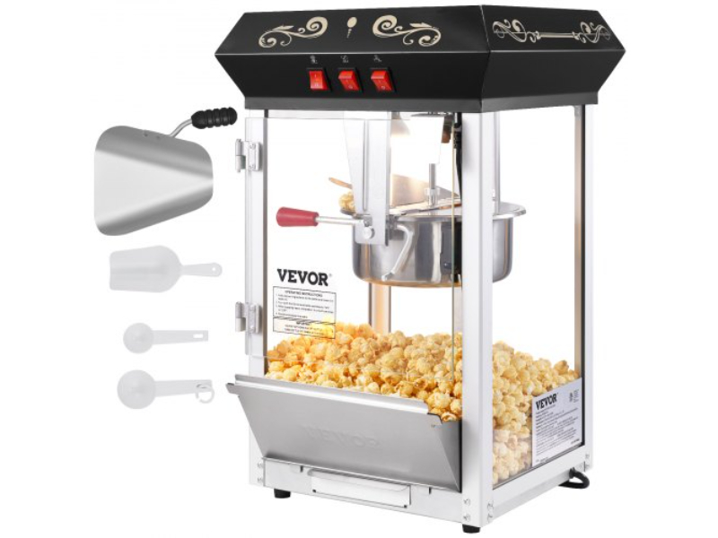 Picture of Vevor TSBMHJ8OZ850M1C6BV1 8 oz Countertop Popcorn Popper Machine - 850W, 48 Cups - Black