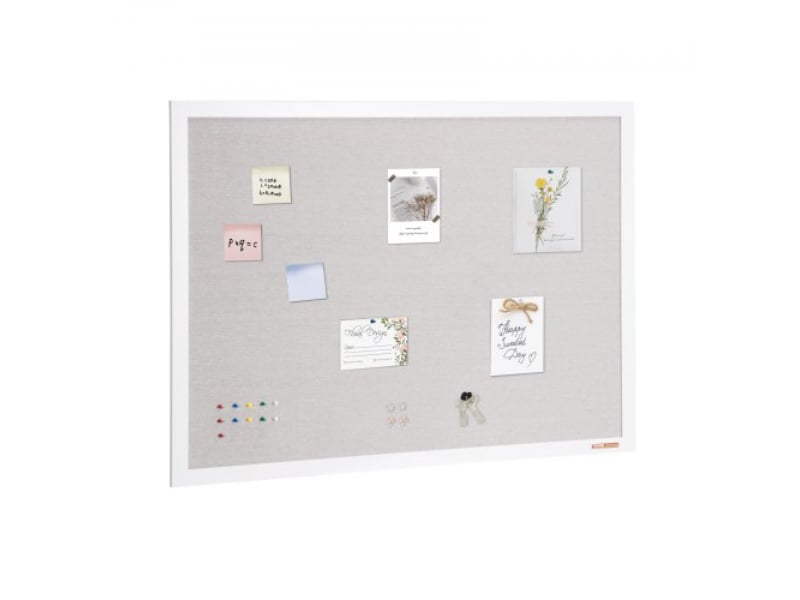 RMB48X36WBSMBDAIDV0 48 x 36 in. Cork Board with Linen Surface Wall-Mounted Bulletin Board, White