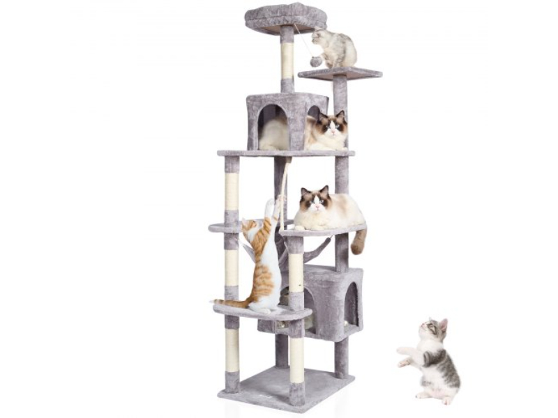 Picture of Vevor DXSMS9C2FQH0LAOT7V0 72 in. Cat Tree Tower with 2 Condos Sisal Scratching Post&#44; Light Gray