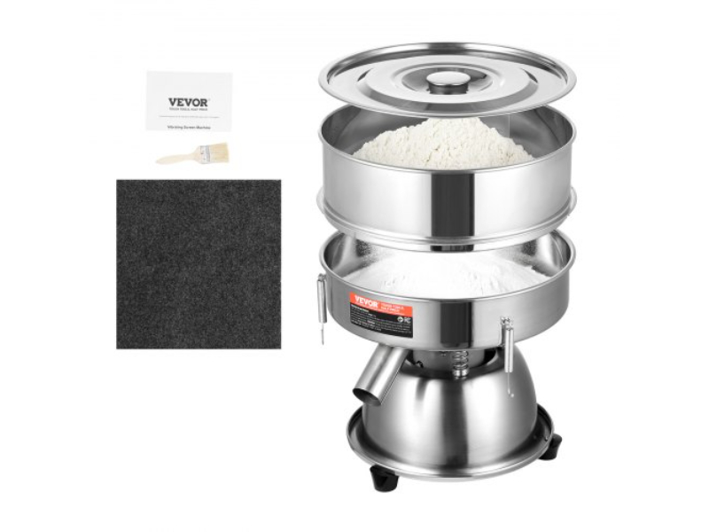 Picture of Vevor ZDZSJTM10M60GWWVIV1 Electric Vibrating Sieve Machine with 10 Plus 60 Mesh Automatic Sifter Shaker
