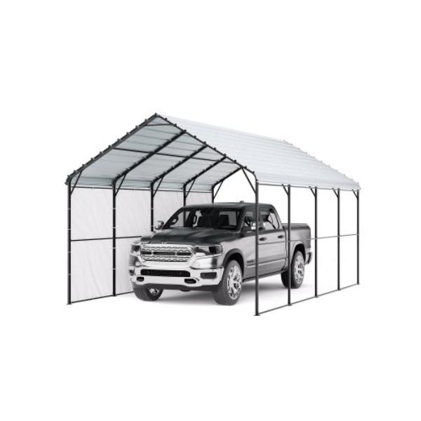 ZXCP12X20FT0J8A10V0 12 x 20 ft. Metal Carport Heavy Duty Outdoor Car Shelter Garage for Boats