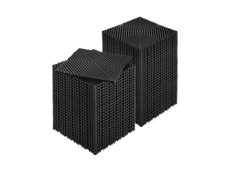 12 x 12 in. Interlocking Drainage Mat, Modular Cushion Durable PP Material, Non-Slip Floor Tile & Shower, Black - 55 Piece