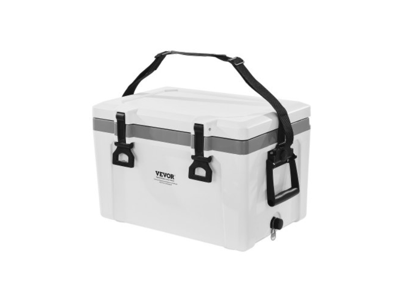 Picture of Vevor TSLZX26QTB004CWLV001V0 26 qt. Portable Insulated Hard Cooler 38 Can Capacity with Handles Strap - Gray & White