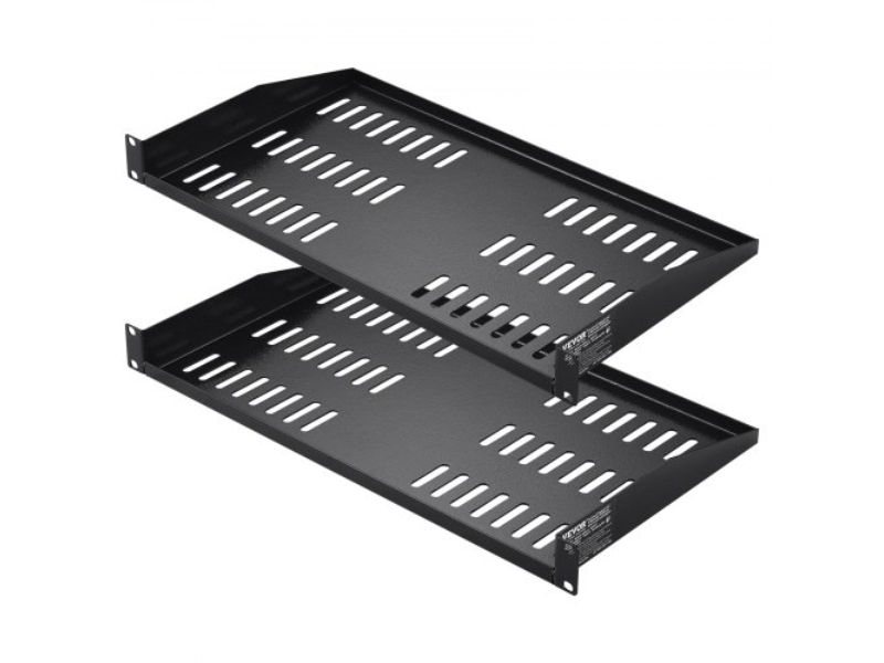 2PCS 1U Server Rack Shelf, 10'/254 mm Depth, 50 lbs Max Load Capacity Vented Cantilever or Wall Mount Rack Mount Shelf with Tray, Good Air...