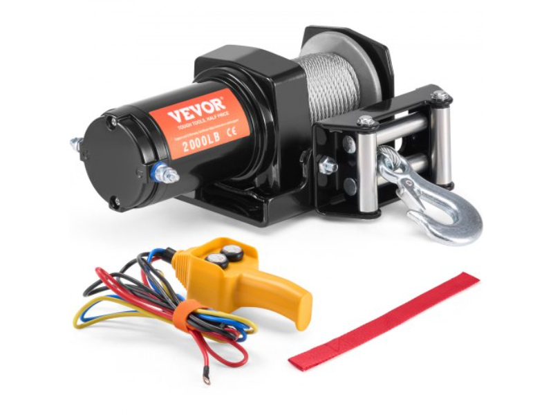 ATVGSSJP2000PXII1V9 2000 lbs Electric Winch ATV UTV Steel Cable IP 55 Waterproof Wired Control