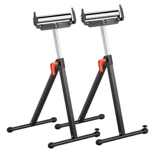 Picture of VEVOR DZGTMGGJ2JZ252BN9V0 27-43 in. 250 lbs Roller Stands for Woodworking - Pack of 2