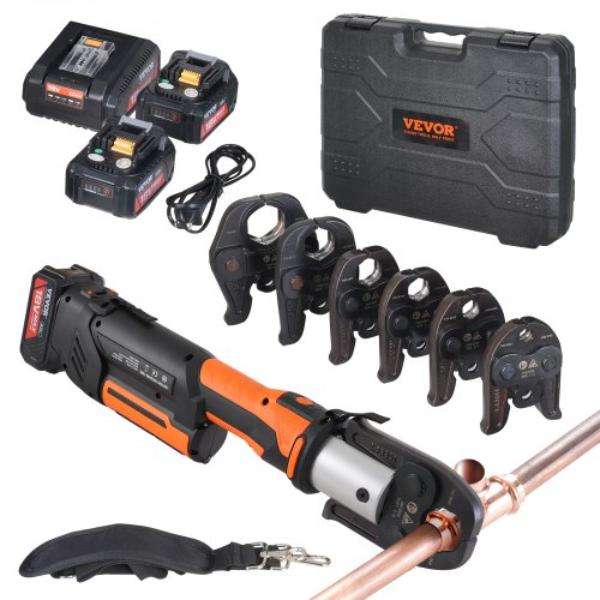 Picture of VEVOR WSDDSYJGJZTSRMMTCV1 Tool Pipe Crimping Press Battery Kit with 6 Jaws