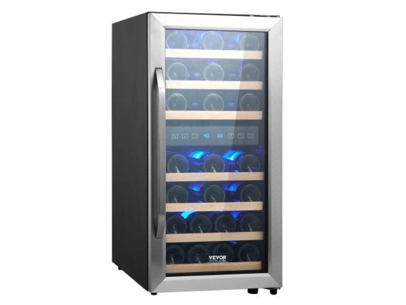 Picture of Vevor DLSJJBXJJDZSDYT1HV1 33-Bottle Wine Cooler Dual Zone Freestanding Refrigerator with LED Light