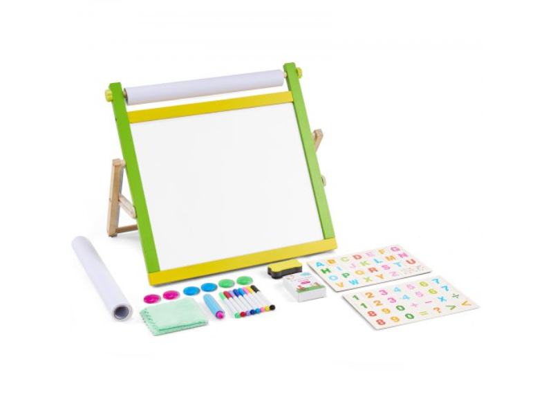 Picture of Vevor ZMSKMZZMSDMY91JRPV0 3-in-1 Tabletop Kids Art Easel Double Sided Magnetic Whiteboard Chalkboard - Yellow & Green