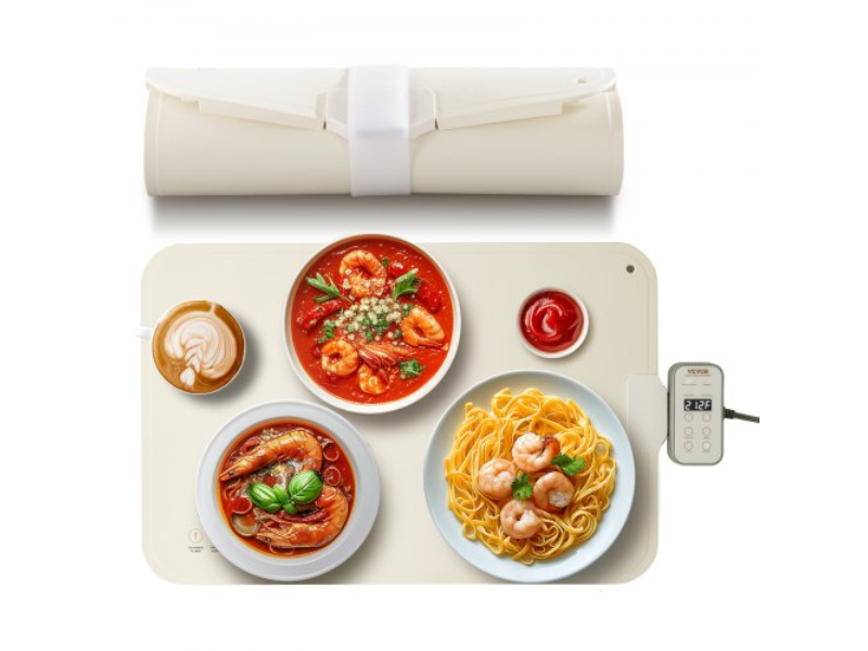 Picture of Vevor DZKJRGBZN600IOST9V1 Electric Tray Roll Able Food Warming Mat with Temperature Control for Buffet - Beige