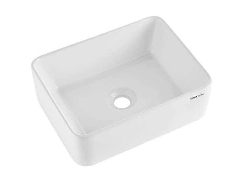 TMSCTCJX4030IV5P5V0 16 x 12 in. Modern Ceramic Vanity Bowl Countertop Bathroom Vessel Sink, White