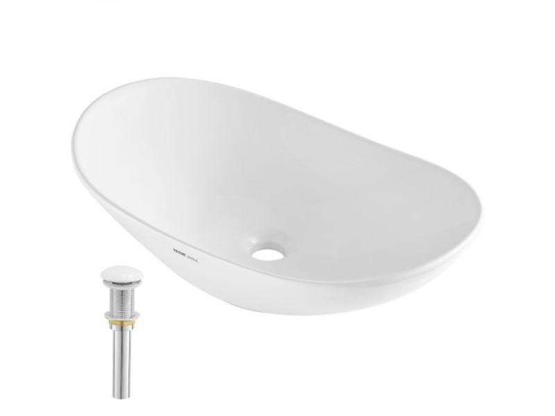 TMSCTCTYX603O50YKV0 23.3 x 14.2 in. Modern Ceramic Vanity Bowl Countertop Bathroom Vessel Sink