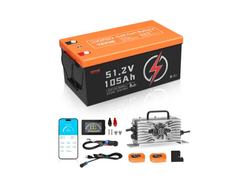 Picture of Vevor QCDCCDQTZ1058BVL1001V1 48V&#44; 105Ah Golf Cart Lithium Battery 20A Charger LCD Monitor & 4000 Plus Cycle