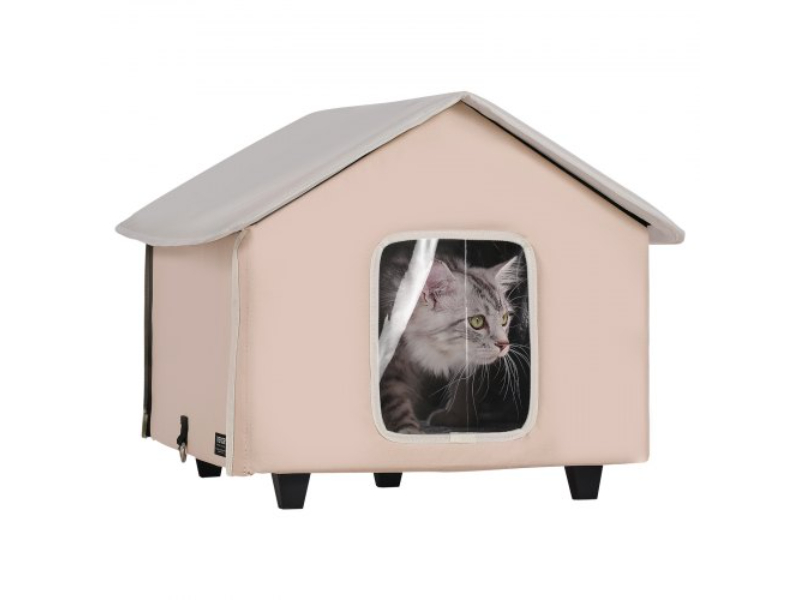 Picture of Vevor FWSBYMBHSNJBXCGRFV1 Elevated Middle Cat House Kitty Shelter with Heated Pad - Brown