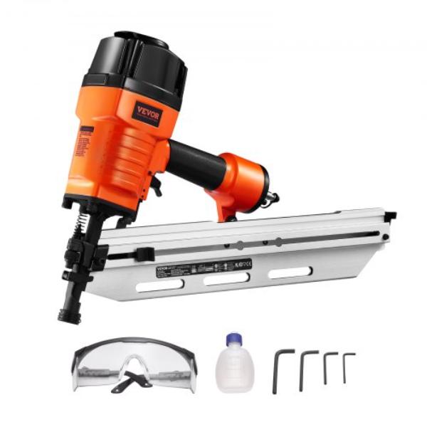 Picture of Vevor QDKJDQ215090N69CVV0 2 x 3.5 in. 21 deg Framing Nailer Full Round Head Pneumatic Nail Gun - 80-120 PSI