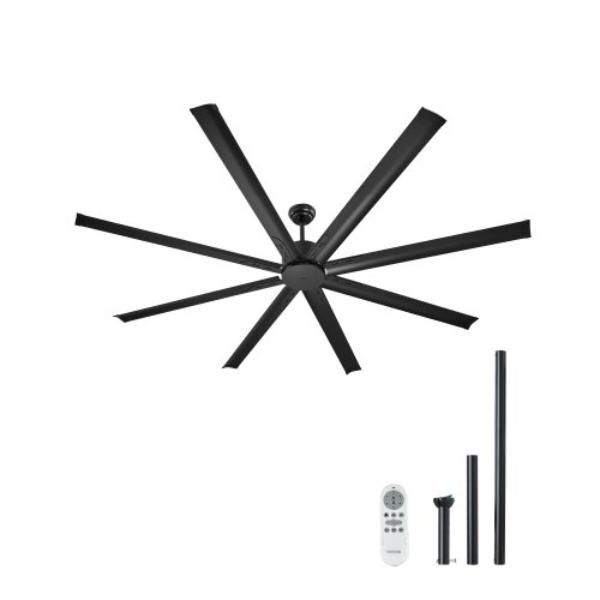 WDDS84INCHLYBRQ4FV6 84 in. Aluminum Ceiling Fan - No Light Remote Control Reversible DC Motor, Black