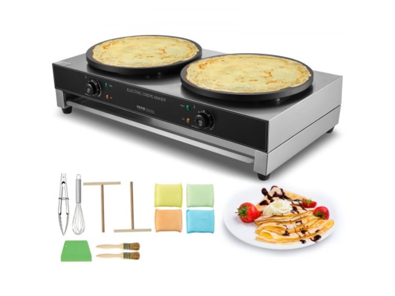 Picture of Vevor SYJBJZYBP2ZF9O1N5V1 16 in. 3400W Double Head Commercial Electric Crepe Maker Machine - Silver