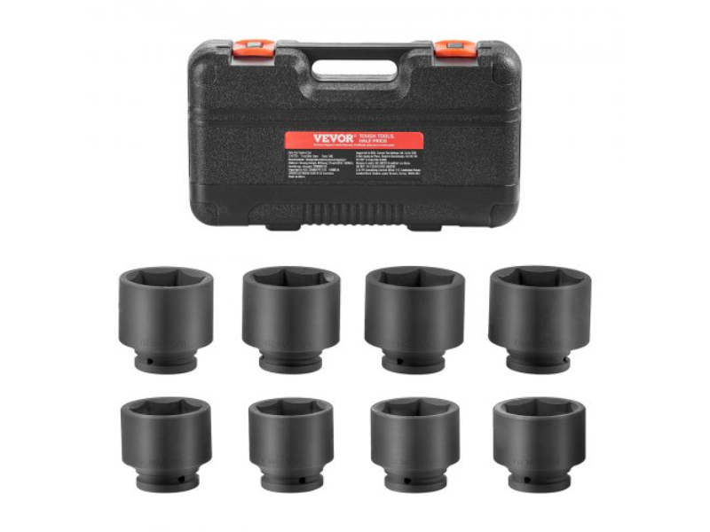 ZLMTTCZLM346MJT45V0 0.75 in. Axle Impact Set Drive 6 Point SAE Spindle Nut Socket - 8 Piece